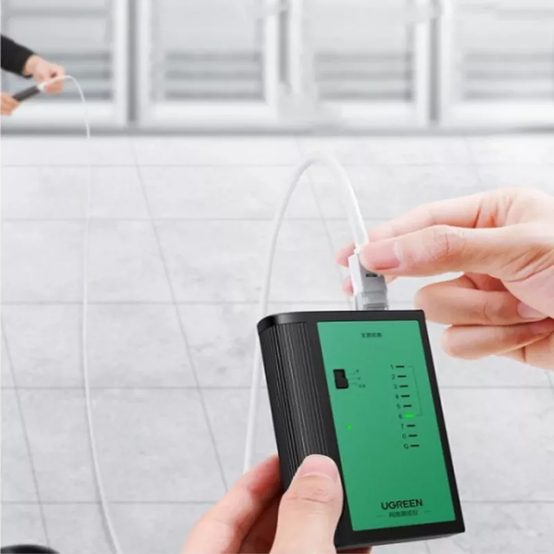 UGREEN tīkla un telefona kabeļu testeris RJ45 RJ11 nepārtrauktības testeris Cat5 Cat5e Cat6 Cat6a Cat7 Ethernet un telefona kabeļiem ar LED indikatoriem, atdalāmu tālvadības bloku, 9V bateriju, NW167