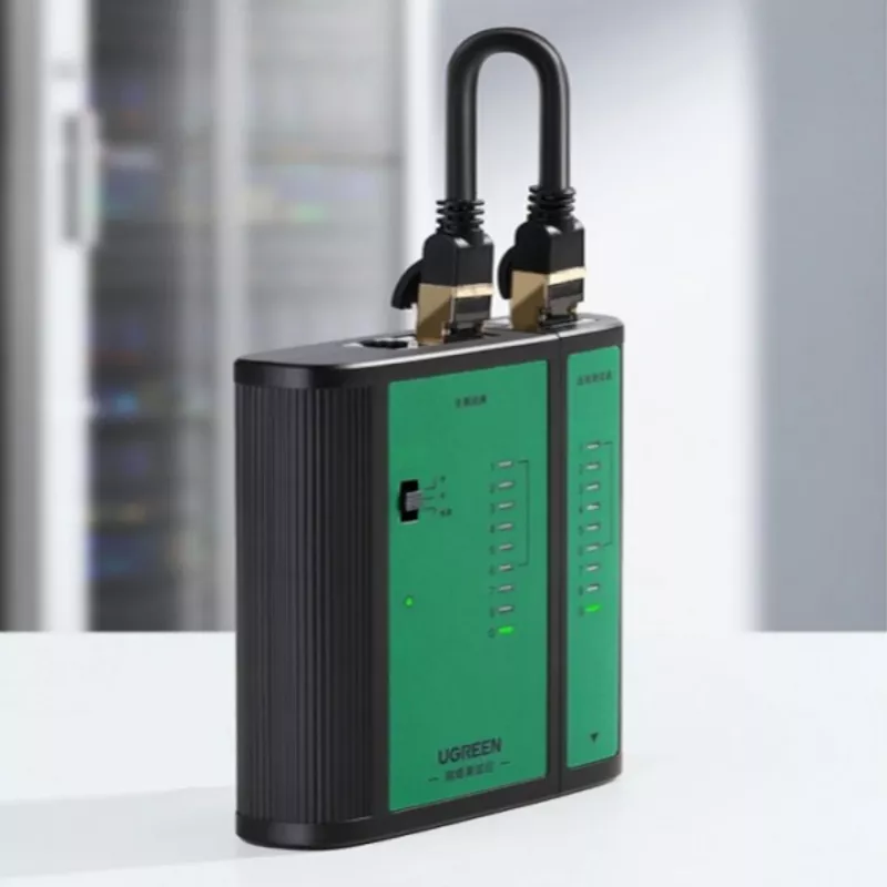 UGREEN tīkla un telefona kabeļu testeris RJ45 RJ11 nepārtrauktības testeris Cat5 Cat5e Cat6 Cat6a Cat7 Ethernet un telefona kabeļiem ar LED indikatoriem, atdalāmu tālvadības bloku, 9V bateriju, NW167