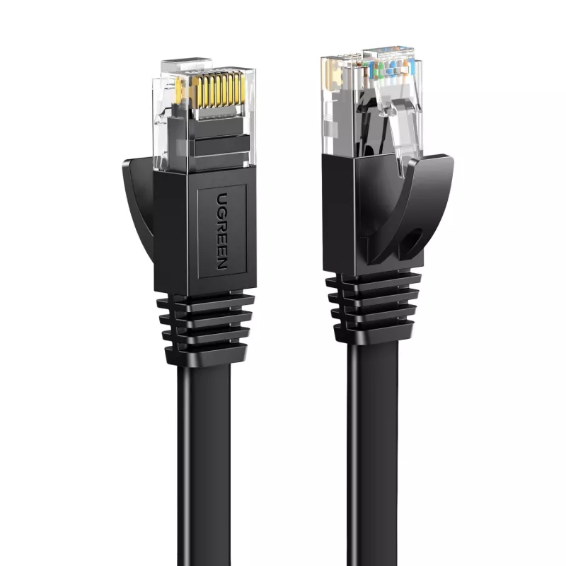UGREEN NW102 Cat6 U/UTP plakanais Ethernet kabelis 5m - Melns