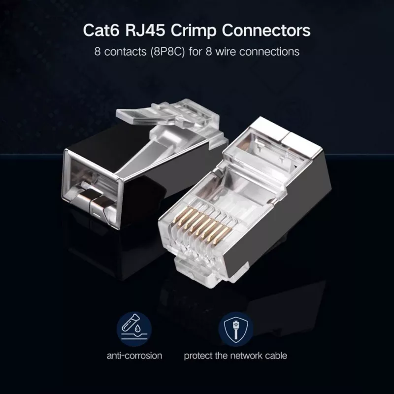 UGREEN NW111 RJ45 Cat6 Ethernet tīkla savienotājs, 100 gab. - Sudraba/Caurspīdīgs