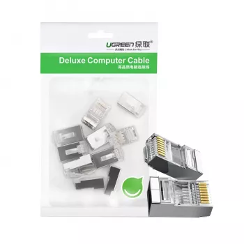 UGREEN NW111 RJ45 Cat6 Ethernet tīkla savienotājs, 100 gab. - Sudraba/Caurspīdīgs