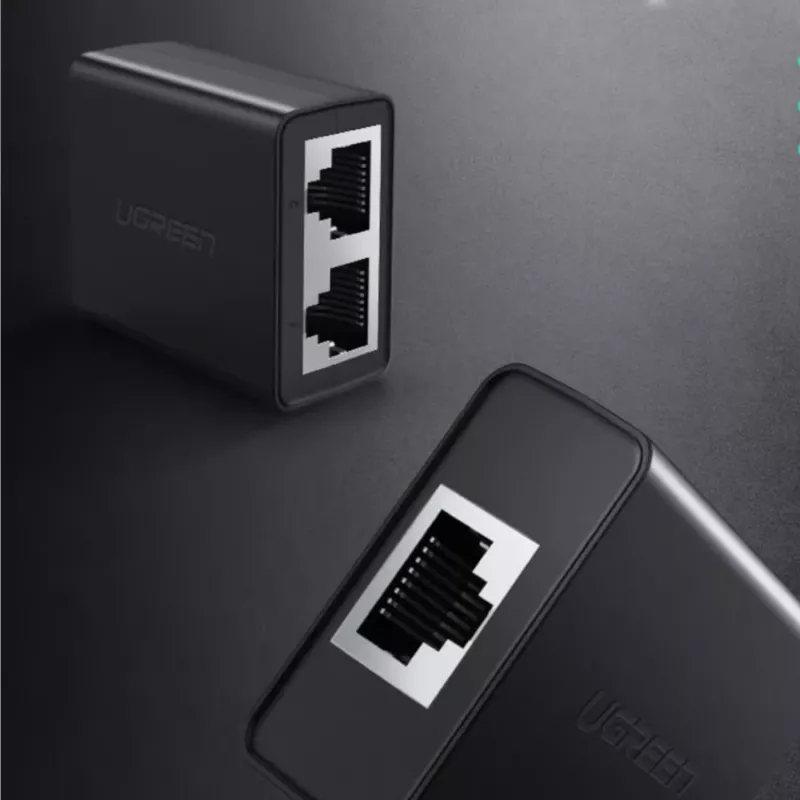 UGREEN RJ45 sadalītājs 2 iepakojumā (melns) - Ethernet tīkla sadalītājs, 1x RJ45 vīrietis uz 2x RJ45 sieviete, 100Mbps, Cat5/Cat5e/Cat6 saderīgs, pasīvs, Plug & Play