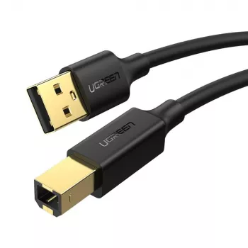 UGREEN US135 USB 2.0 A-B kabelis printerim, apzeltīts, 1,5 m (melns)