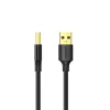 UGREEN US135 USB 2.0 A-B kabelis, zeltīti kontakti, 2m, melns