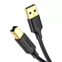 UGREEN US135 USB 2.0 A-B kabelis, zeltīti kontakti, 2m, melns