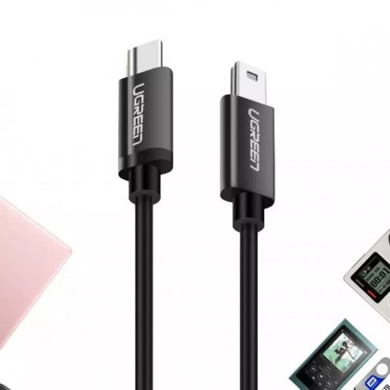 UGREEN US242 USB-C uz Mini USB kabelis 1m Melns