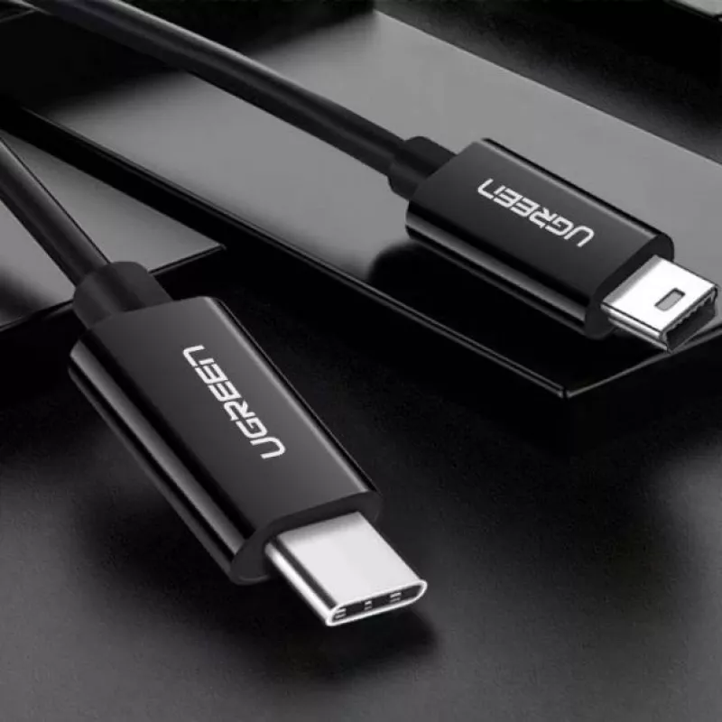 UGREEN US242 USB-C uz Mini USB kabelis 1m Melns