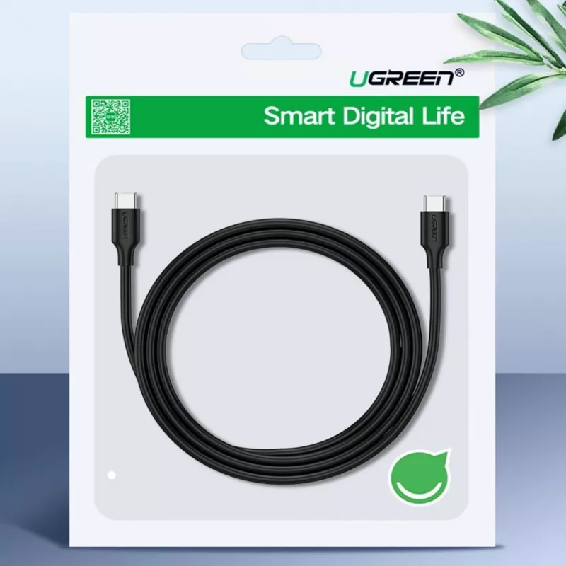 UGREEN US286 USB-C uz USB-C kabelis 1m Melns - PD QC 3A 480Mbps