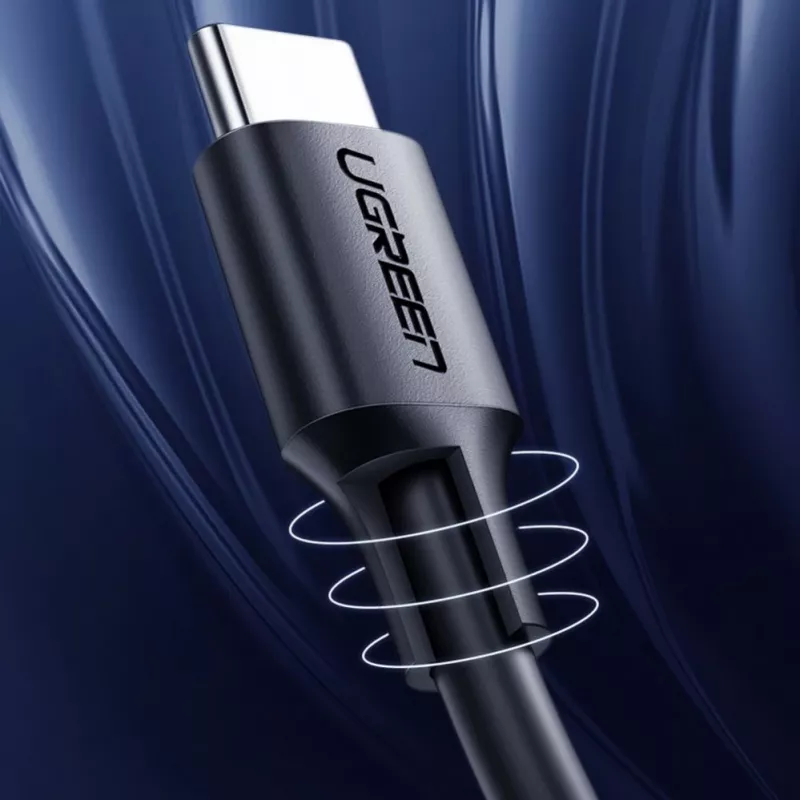 UGREEN US286 USB-C uz USB-C kabelis 1m Melns - PD QC 3A 480Mbps