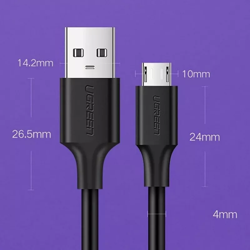 UGREEN US289 Micro USB / USB-A Cable 0.25m - Melns