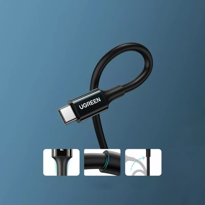UGREEN US300 USB-C uz USB-C kabelis 480Mbps 5A 1m Melns