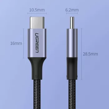 UGREEN US316 USB-C to USB-C kabelis 100W 5A 480Mbps 1,5m Pelēks