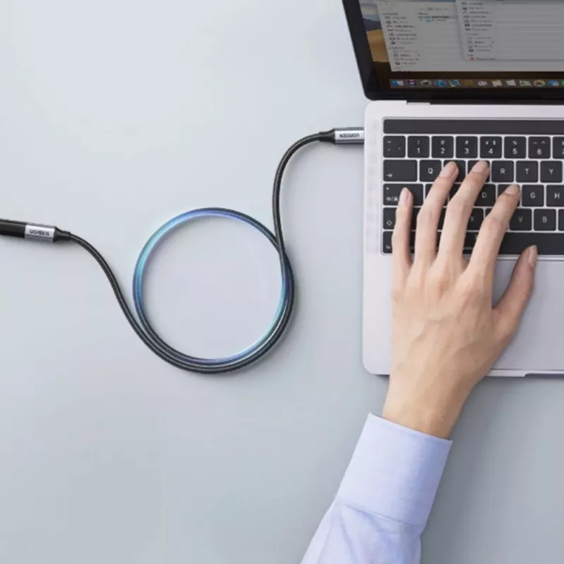 UGREEN US372 USB-C uz USB-C kabelis 100W 5A 10Gbps 0.5m Pelēks