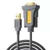 UGREEN USB 2.0 uz RS-232 seriālā adaptera kabelis (USB-A vīrietis uz DB9 vīrietis) - Melns, 1,5 m