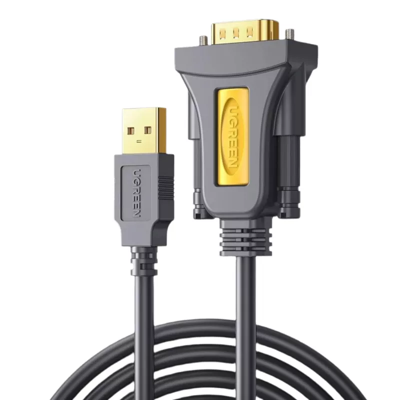 UGREEN USB 2.0 uz RS-232 seriālā adaptera kabelis (USB-A vīrietis uz DB9 vīrietis) - Melns, 1,5 m