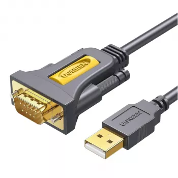 UGREEN USB 2.0 uz RS-232 seriālā adaptera kabelis (USB-A vīrietis uz DB9 vīrietis) - Melns, 1,5 m