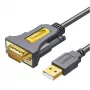 UGREEN USB 2.0 uz RS-232 seriālā adaptera kabelis (USB-A vīrietis uz DB9 vīrietis) - Melns, 1,5 m