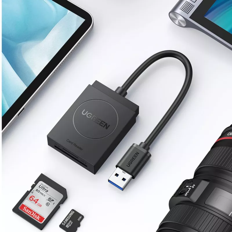 UGREEN USB 3.0 divu slotu karšu lasītājs SD/TF kartēm – 5Gbps datu pārsūtīšana