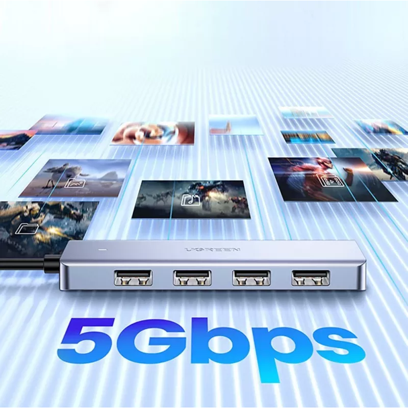 UGREEN USB 3.0 Hub 4-Port ar 1m kabeli - Melns (CM219)