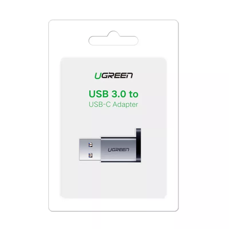UGREEN USB 3.0 vīriešu savienotājs uz Type-C 3.1 sieviešu adapteri, datu pārsūtīšana un uzlāde, kosmosa pelēks