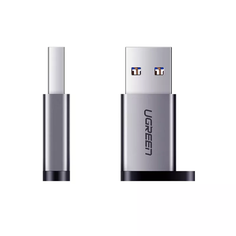 UGREEN USB 3.0 vīriešu savienotājs uz Type-C 3.1 sieviešu adapteri, datu pārsūtīšana un uzlāde, kosmosa pelēks