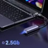 UGREEN USB-A 3.2 Gen 1 līdz 2.5G Ethernet adapteris, 2.5 Gbps RJ45 LAN, alumīnijs, Space Gray, Plug & Play, Realtek RTL8156B, 10 cm kabelis