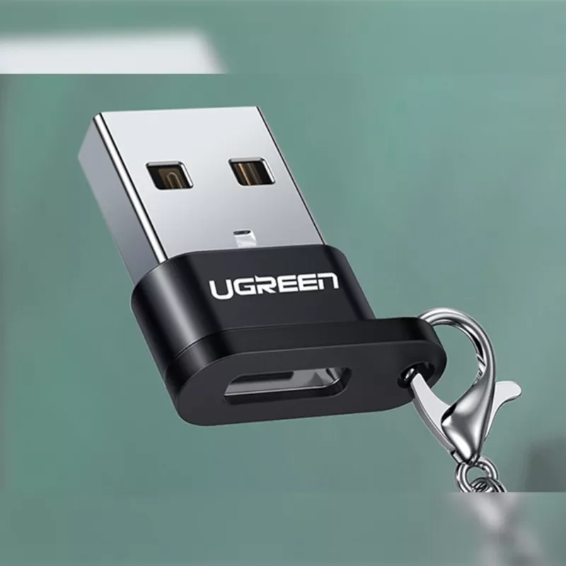 UGREEN USB A vīriešu savienotājs uz USB Type-C sieviešu savienotāju (melns)