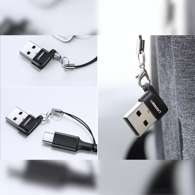 UGREEN USB A vīriešu savienotājs uz USB Type-C sieviešu savienotāju (melns)