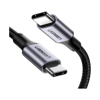 UGREEN USB-C uz USB-C 100W pīts neilona lādēšanas kabelis 2m melns
