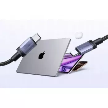 UGREEN USB-C uz USB-C uzlādes kabelis USB 2.0 240W PD 3.1, alumīnija korpuss pīts, 2m pelēks