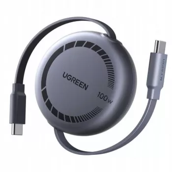 UGREEN USB-C uz USB-C PD 100W ievelkams ātrās uzlādes kabelis 1m melns