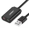 UGREEN USB uz 3,5 mm ārējais stereo skaņas adapteris - melns