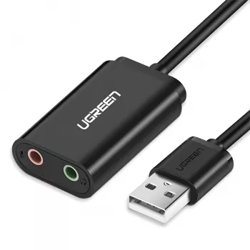 UGREEN USB uz 3,5 mm ārējais stereo skaņas adapteris - melns