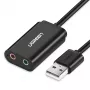 UGREEN USB uz 3,5 mm ārējais stereo skaņas adapteris - melns