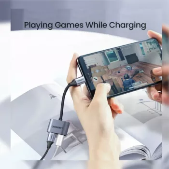 UGREEN USB Type-C Dual Audio un uzlādes adapteris (15W PD, 2-in-1 sadalītājs)