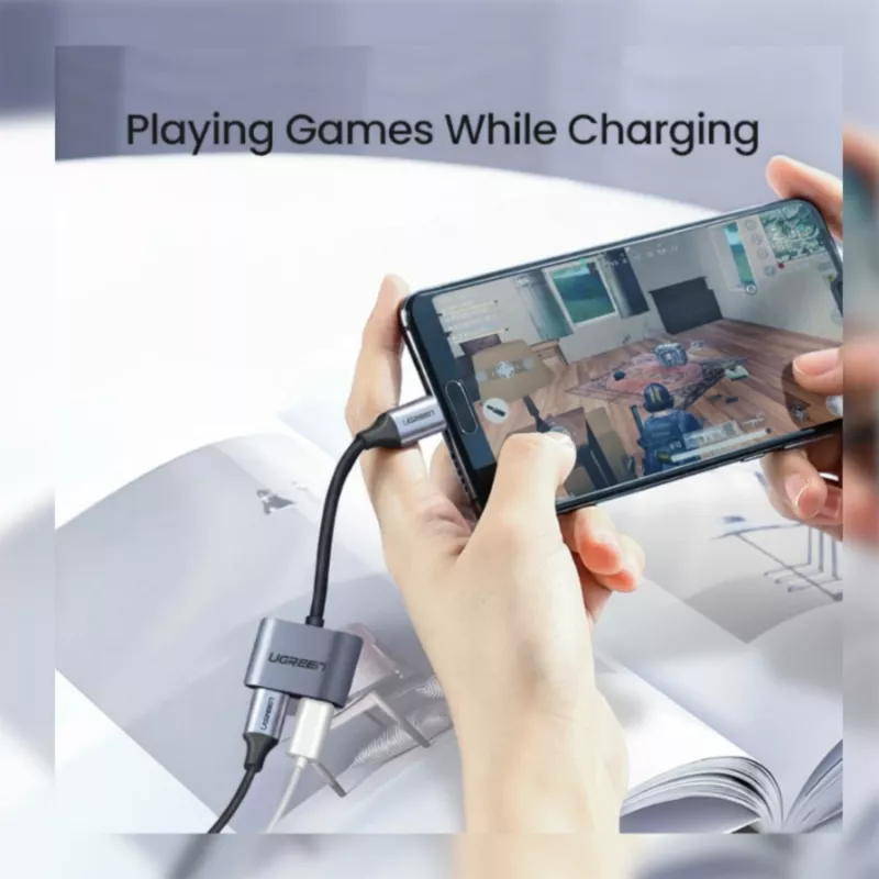 UGREEN USB Type-C Dual Audio un uzlādes adapteris (15W PD, 2-in-1 sadalītājs)