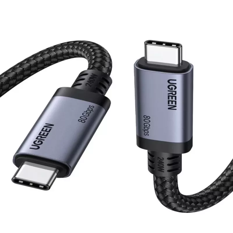 UGREEN USB4 USB-C uz USB-C kabelis 240W 40Gbps 16K@60Hz 80Gbps Thunderbolt 4 saderīgs 1m neilona pīts