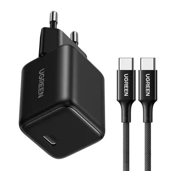 Ugreen X513 30W GaN USB-C Lādētājs ar 1m USB-C Kabeli - Melns