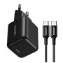 Ugreen X513 30W GaN USB-C Lādētājs ar 1m USB-C Kabeli - Melns