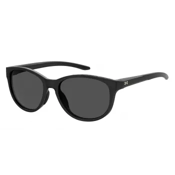 Under Armour UA0014GS807 Sieviešu saulesbrilles - Spīdīgi melns rāmis, pelēkas lēcas, 57 mm