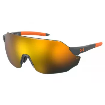Under Armour UAHALFTIMEF2M Unisex saulesbrilles - melns rāmis, pelēkas lēcas, 65 mm lēcu platums, 120 mm deniņu garums
