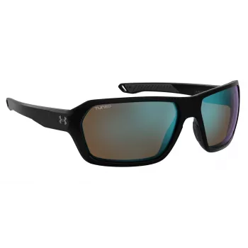Under Armour UARECON807G4W Vīriešu sporta saulesbrilles - Matēts melns rāmis, Pelēkas polarizētas lēcas, 64/17/125 mm