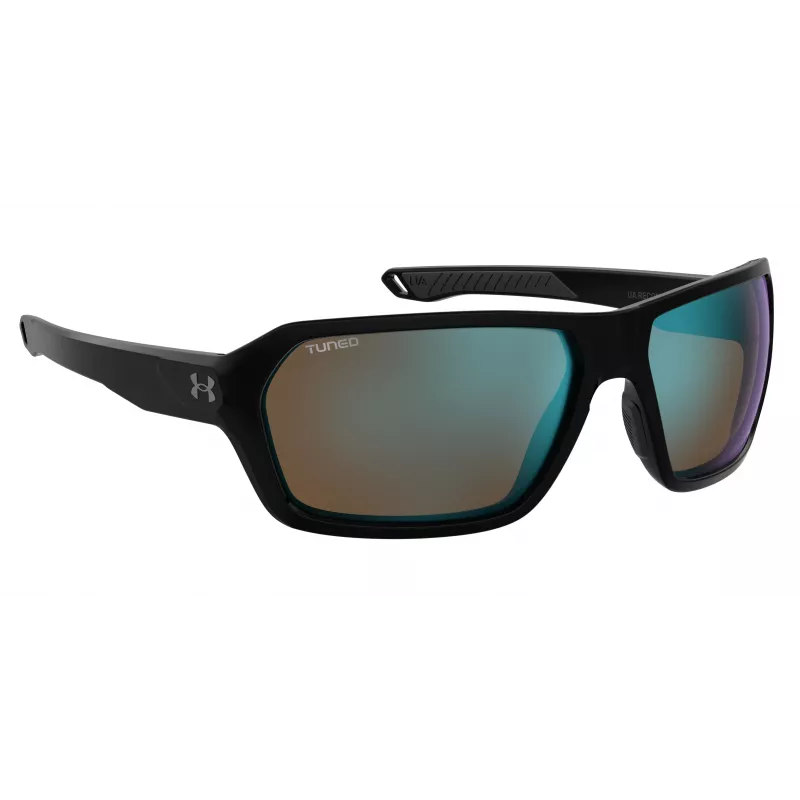 Under Armour UARECON807G4W Vīriešu sporta saulesbrilles - Matēts melns rāmis, Pelēkas polarizētas lēcas, 64/17/125 mm