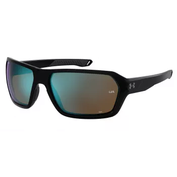 Under Armour UARECON807G4W Vīriešu sporta saulesbrilles - Matēts melns rāmis, Pelēkas polarizētas lēcas, 64/17/125 mm