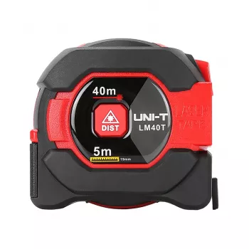 UNI-T LM-40T Lāzera attāluma mērītājs 40m, ±2mm precizitāte, IP54, ar fona apgaismojumu LCD, Platība/Tilpums/Pitagora, 20 datu kopas