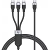UNITEK 3-in-1 USB-A uz Lightning, USB-C, Micro USB neilona pīts uzlādes kabelis 1,2 m melns
