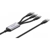 UNITEK 3-in-1 USB-A uz Lightning, USB-C, Micro USB neilona pīts uzlādes kabelis 1,2 m melns