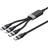 UNITEK 3-in-1 USB-A uz Lightning, USB-C, Micro USB neilona pīts uzlādes kabelis 1,2 m melns