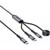 UNITEK 3-in-1 USB-C + Lightning + Apple Watch uzlādes kabelis, 100W PD, 480 Mbps, 1,2 m, melns