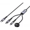 UNITEK 3-in-1 USB-C + Lightning + Apple Watch uzlādes kabelis, 100W PD, 480 Mbps, 1,2 m, melns